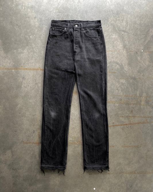 LEVI'S 501 BLACK RELEASED HEM JEANS - 1990s