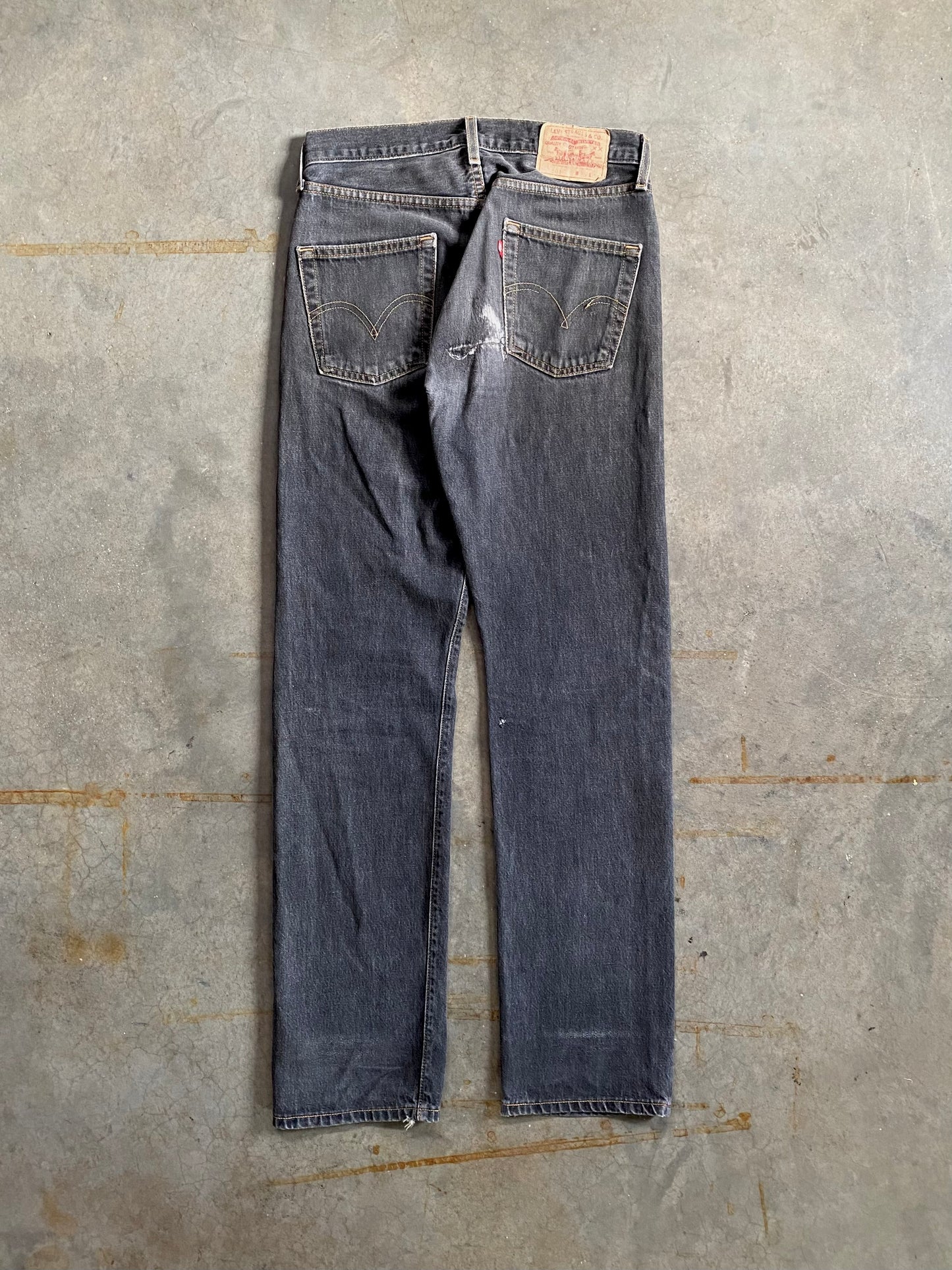 LEVI'S 501 REPAIRED CHARCOAL JEANS - 1990s